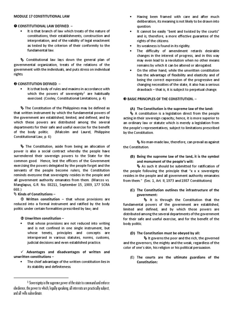 Overview of Constitutional Law Principles | PDF | United States ...