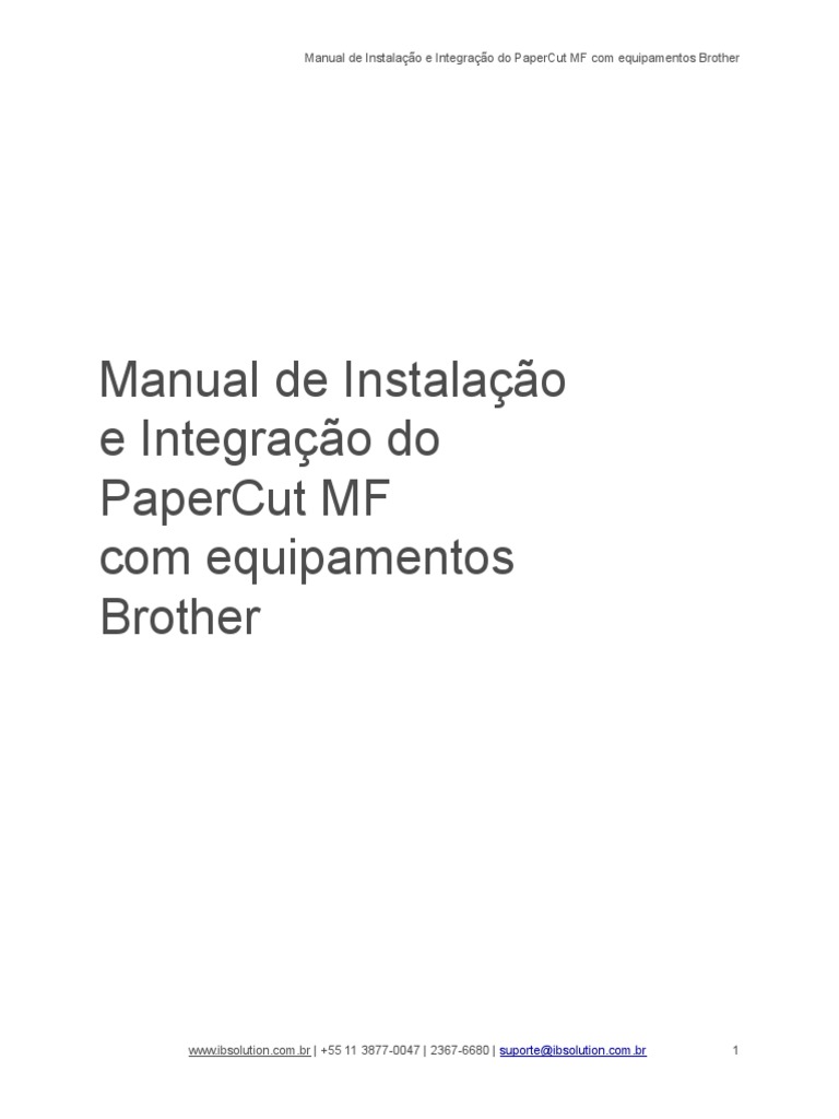 Manual de Instalação Papercut | PDF | Plug-in (informática) | Bancos de ...