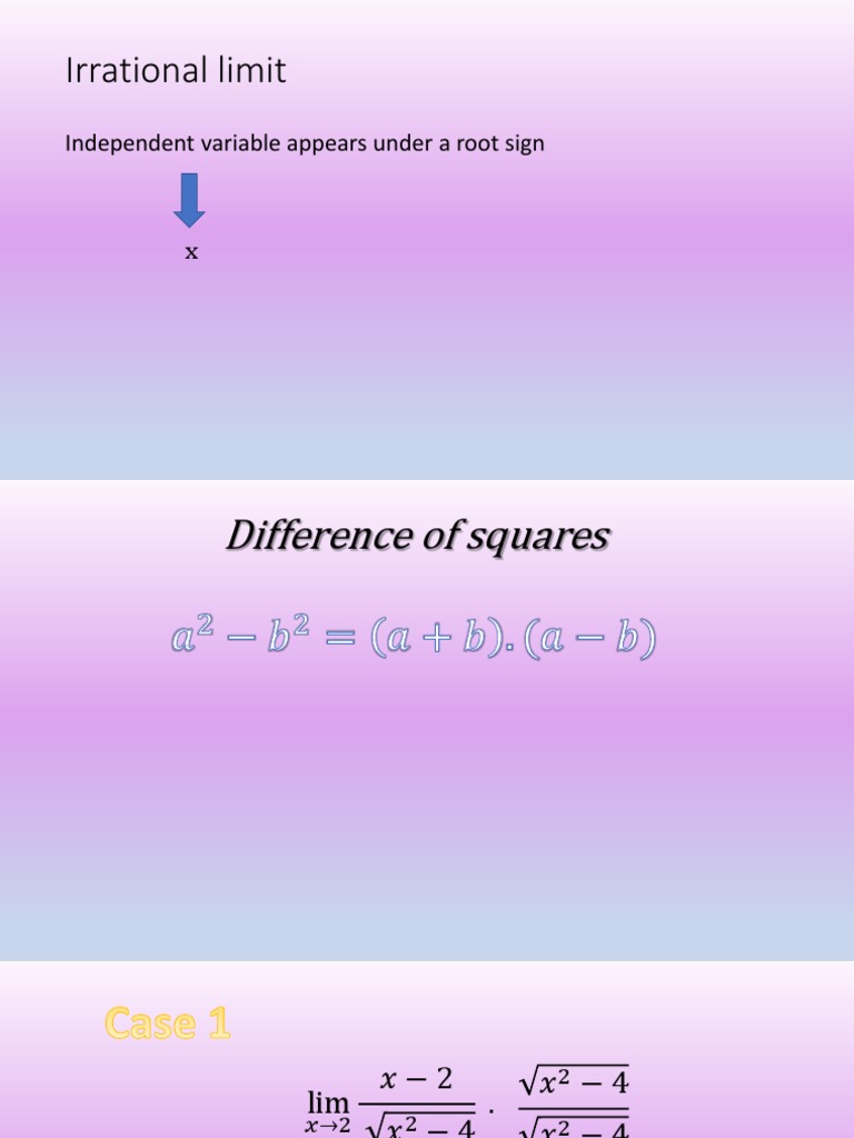 Irrational Limit: Independent Variable Appears Under A Root Sign | PDF