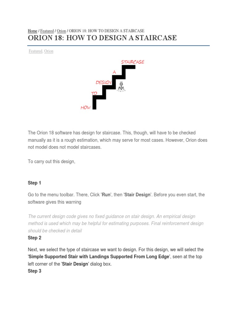 Featured Orion Orion 18 How To Design A Staircase PDF