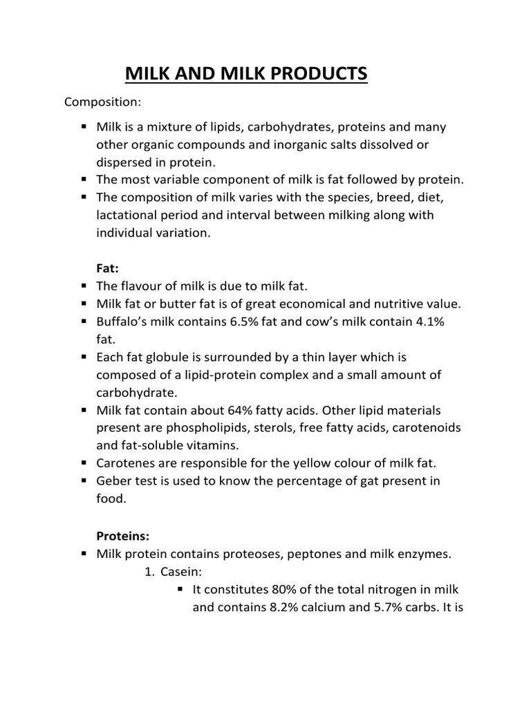 Composition of Milk and Its Products | PDF | Milk | Lipid