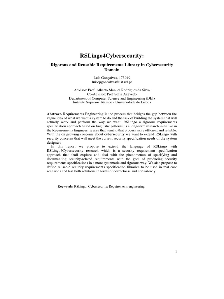 RSLingo4Cybersecurity Requirements Library | PDF | Computer Security ...