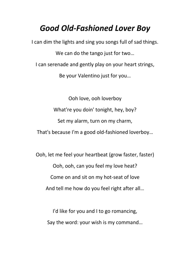 Good Old Fashioned LoverBoy PDF