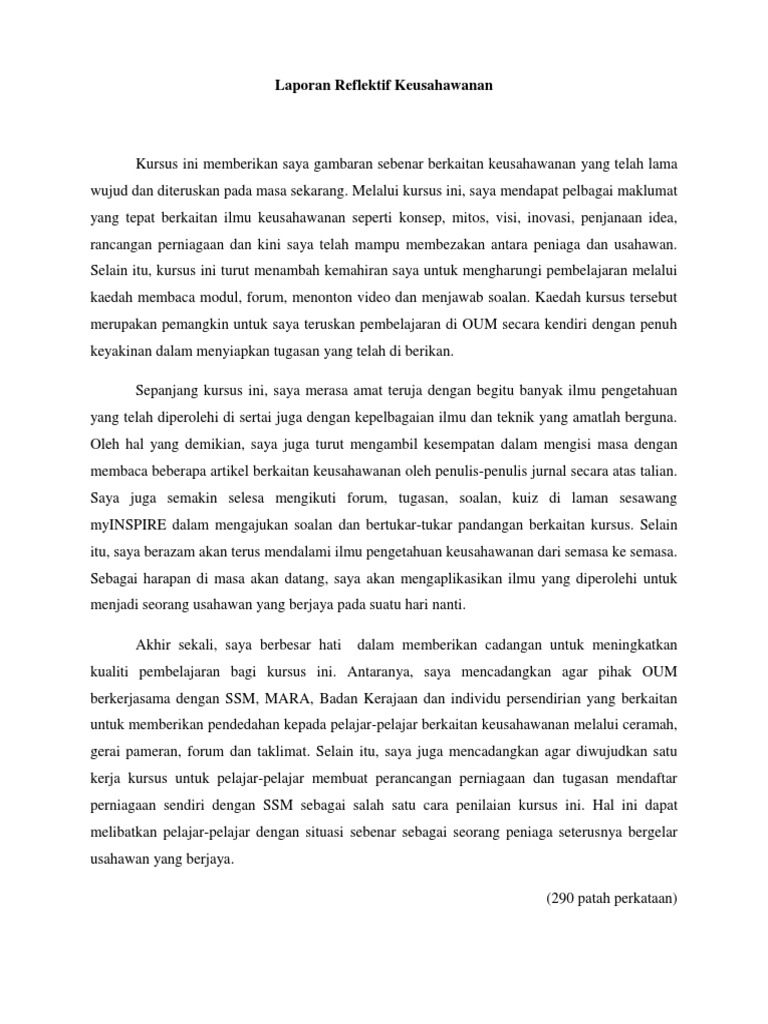 Laporan Reflektif Keusahawanan Mpu3223 V2 Mohd Munir Bin Ahmad Faishal 890805025473