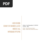 Gender Discourses and Sexual Stereotype: Student: Syed Riazuddin Z / 19387045 Lecturer: Bala