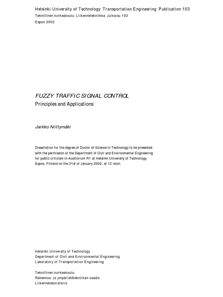 Fuzzy Traffic Signal Control Thesis | PDF | Fuzzy Logic | Traffic