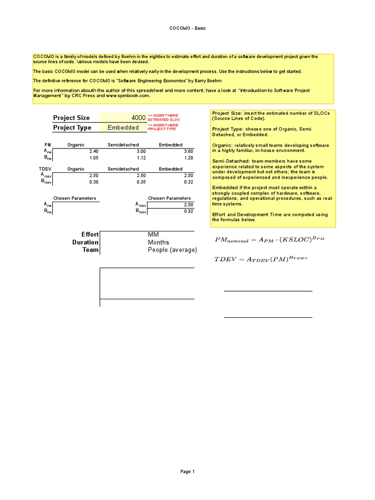 COCOMO Intermediate Model Overview | PDF | Software Development | Input ...