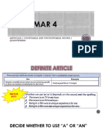 Articles / Countable and Uncountable Nouns / Quantifiers