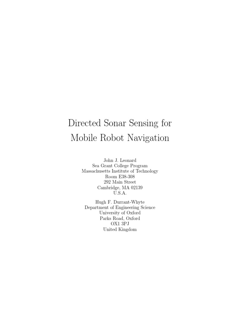 Sonar Navigation for Mobile Robots | PDF