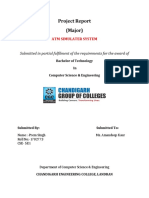 Project Report (Major) : Submitted in Partial Fulfilment of The Requirements For The Award of