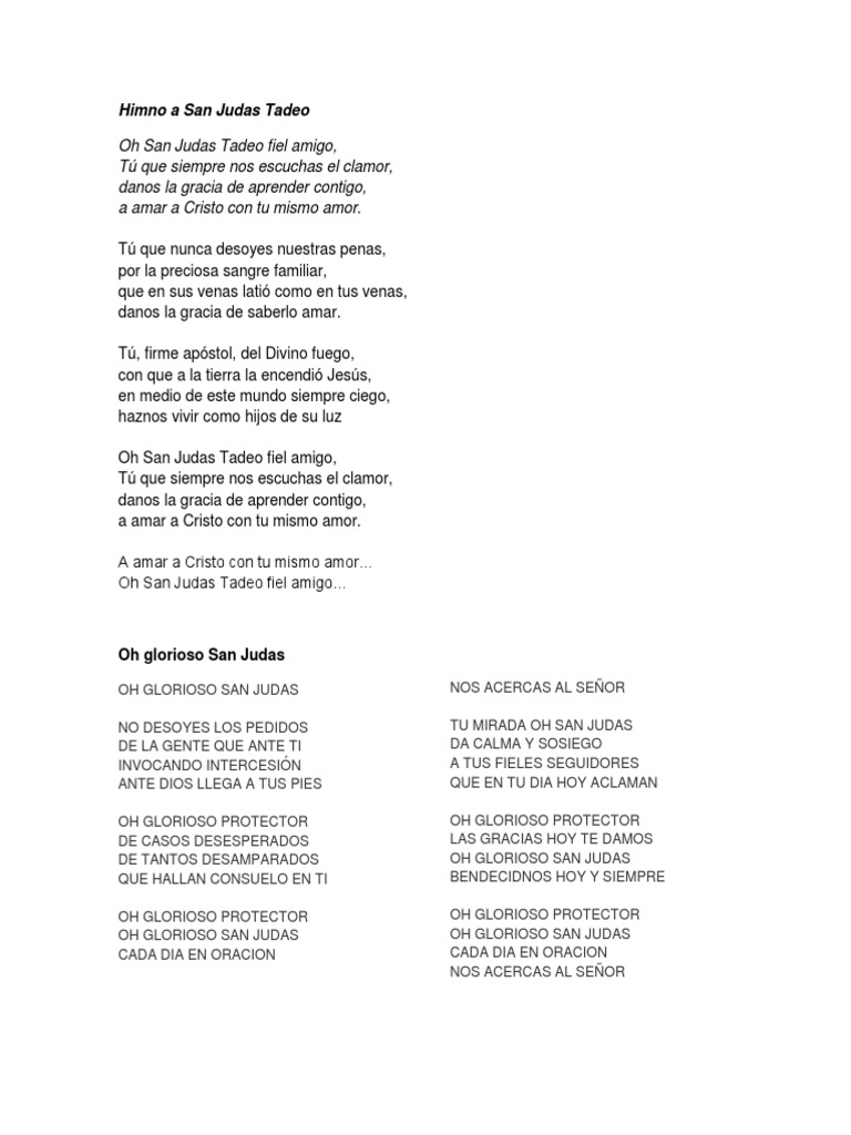 Cantos a San Judas Tadeo Oración Cristo (título)