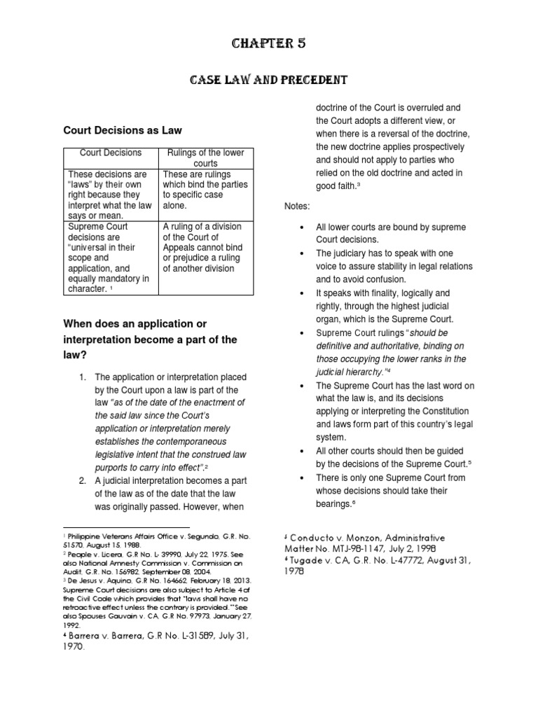 Case Law and Precedent Court Decisions As Law PDF Precedent
