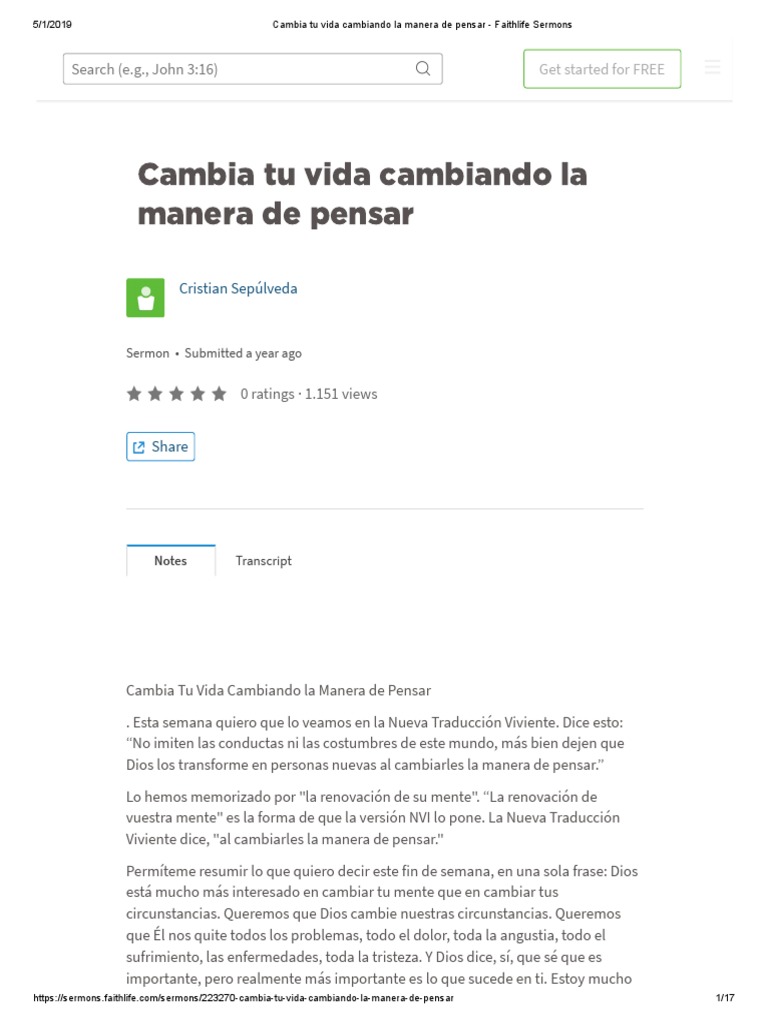 Cambia Tu Vida Cambiando La Manera de Pensar | PDF | Mente | Pecado
