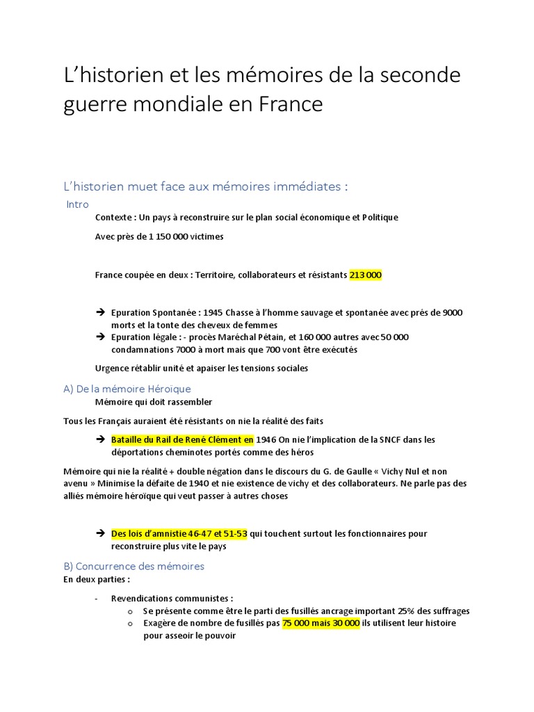 Mémoires de la Seconde Guerre en France | PDF | Résistance française ...