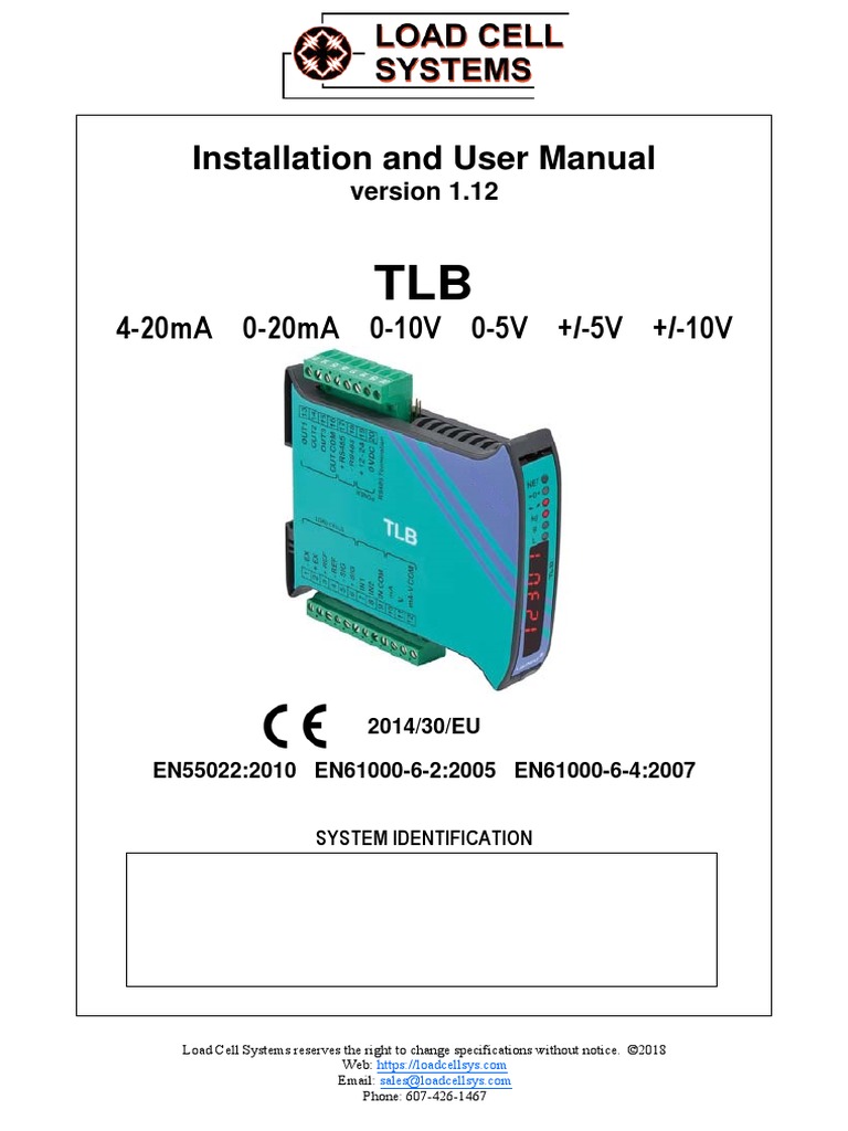 Installation and User Manual: 4-20ma 0-20ma 0-10V 0-5V +/-5V +/-10V ...