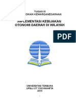 Implementasi Kebijakan Otonomi Daerah Di Wilayah: Tugas Iii Pendidikan Kewarganegaraan