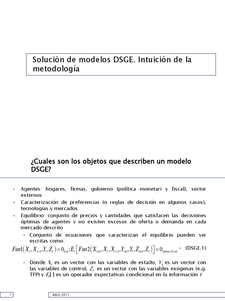 Solución de Modelos DSGE: Metodología | PDF | Ecuaciones | Análisis ...