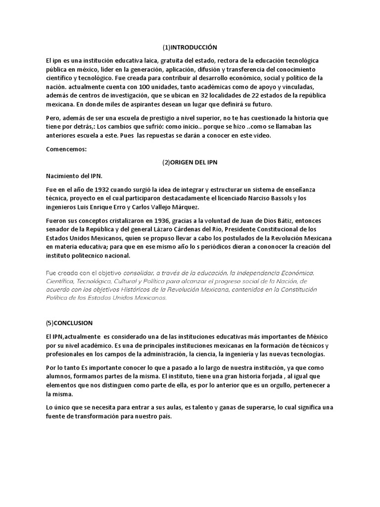 Historia Del Ipn | PDF | México | Educación avanzada