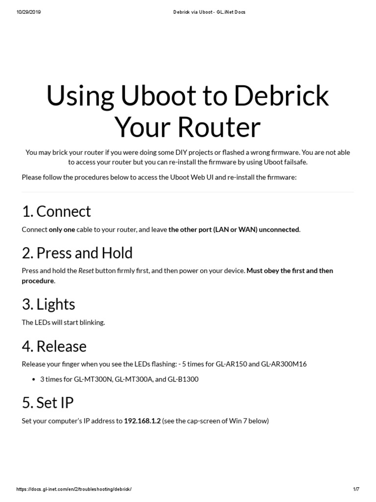 Uboot Debrick Guide for GL.iNet Routers | PDF | Router (Computing ...