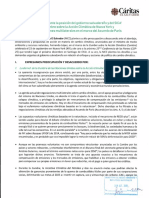 Carta Abierta Ante La Posicióndel Gobierno Salvadoreño y Del SICA en La Cumbre Sobre La Acción Climática de Nueva York y Las Negociaciones Multilaterales en El Marco Del Acuerdo de París (Firmada Por MARN)
