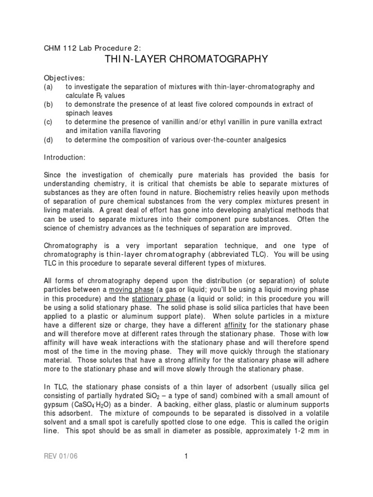 Thin-Layer Chromatography Lab Guide | PDF | Thin Layer Chromatography ...