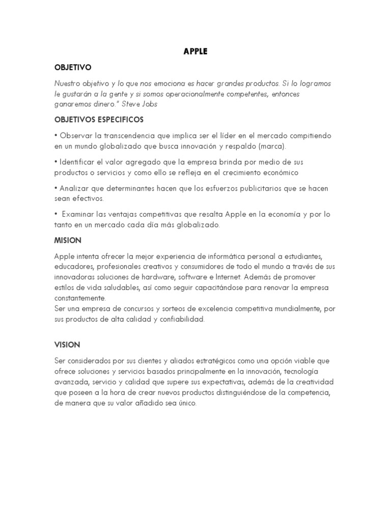Objetivos y Misión de Apple | PDF | Apple Inc. | Ios