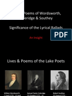Lives & Poems of Wordsworth, Coleridge & Southey Significance of The Lyrical Ballads