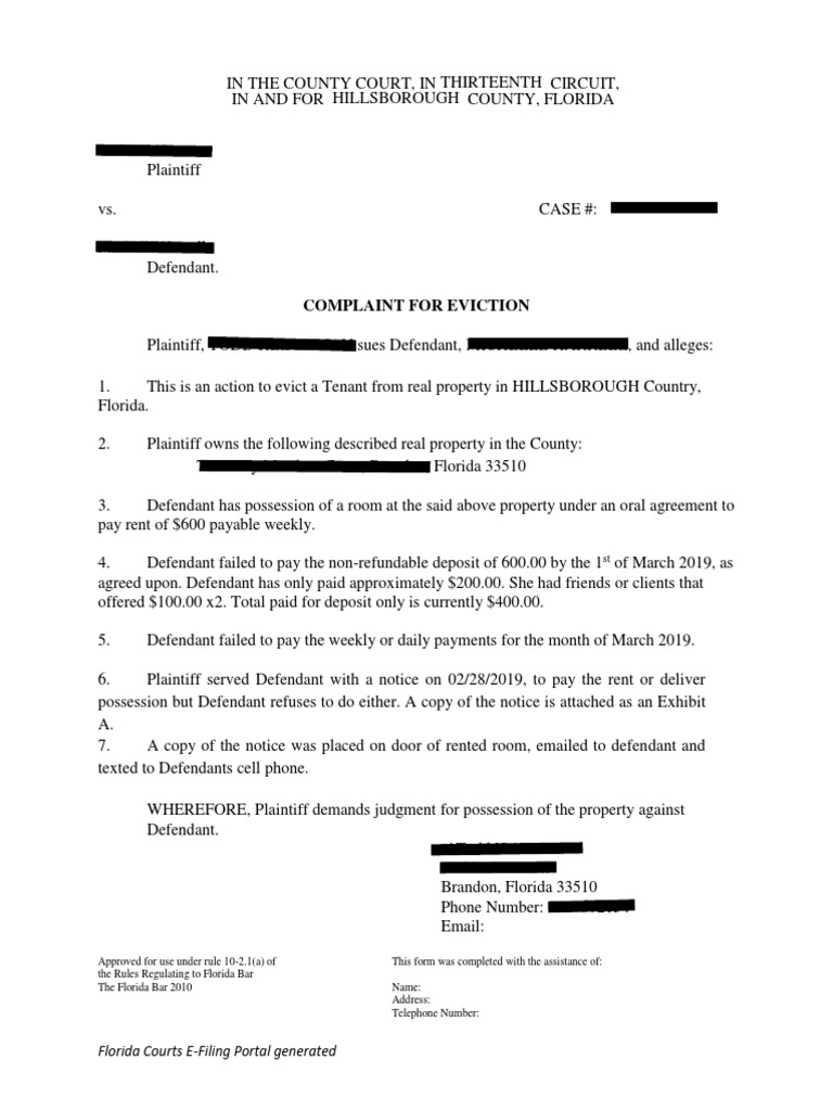 Complaint For Eviction | PDF