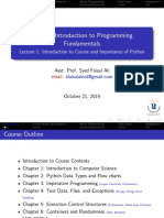 CS112 - Introduction To Programming Fundamentals: Lecture 1: Introduction To Course and Importance of Python