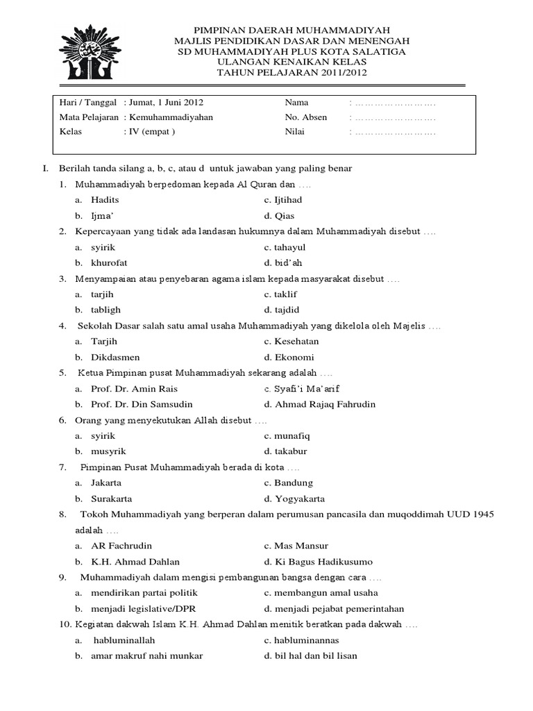 Kemuhammadiyahan Kelas 4
