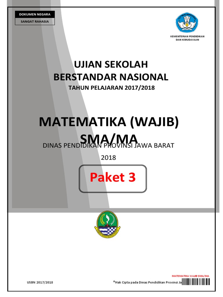 Ok Soal Usbn Matematika Wajib Paket 3 Www Defantri Com