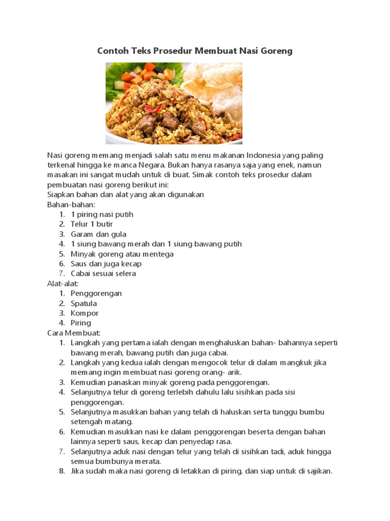 Contoh Teks Prosedur Membuat Nasi Goreng PDF