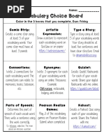 Vocab Choice Board - Induction