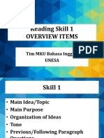 Reading Skill 1 Overview Items: Tim MKU Bahasa Inggris Unesa