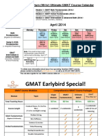 April 2014: Quantum (90-hr) Ultimate GMAT Course Calendar