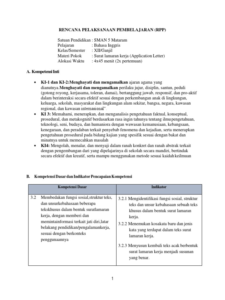 RPP 3.2 Kls Xii New Application Letter PDF | PDF