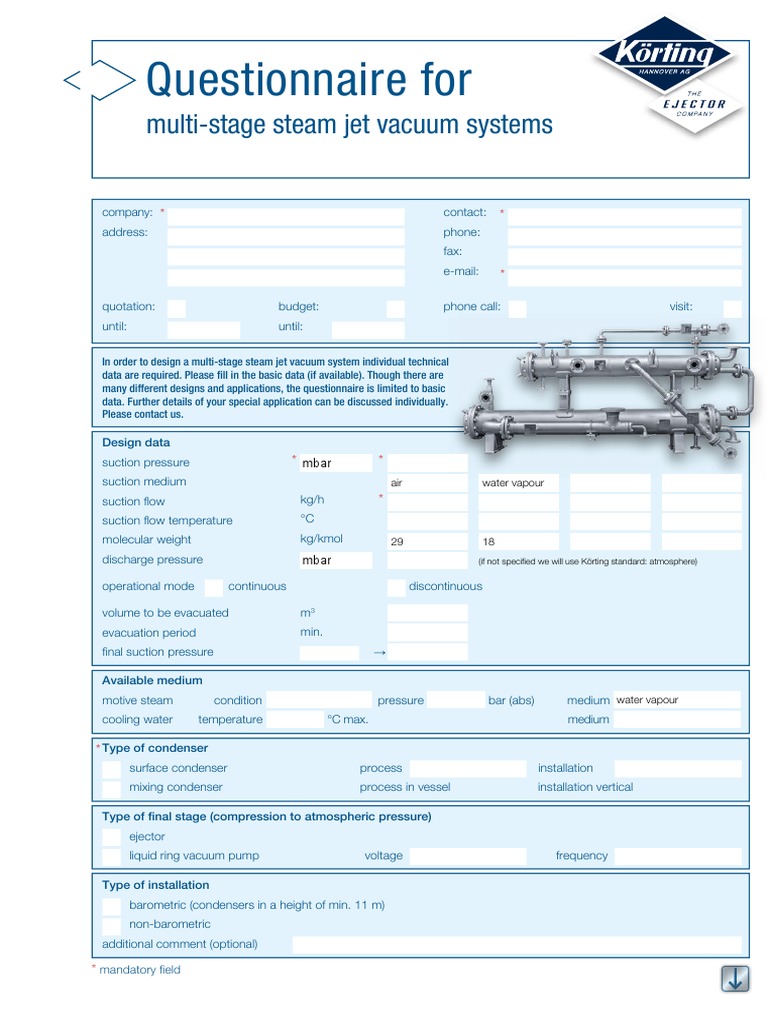 210 Questionnaire Multi Stage EN 170118 ST PDF PDF Vacuum Pump
