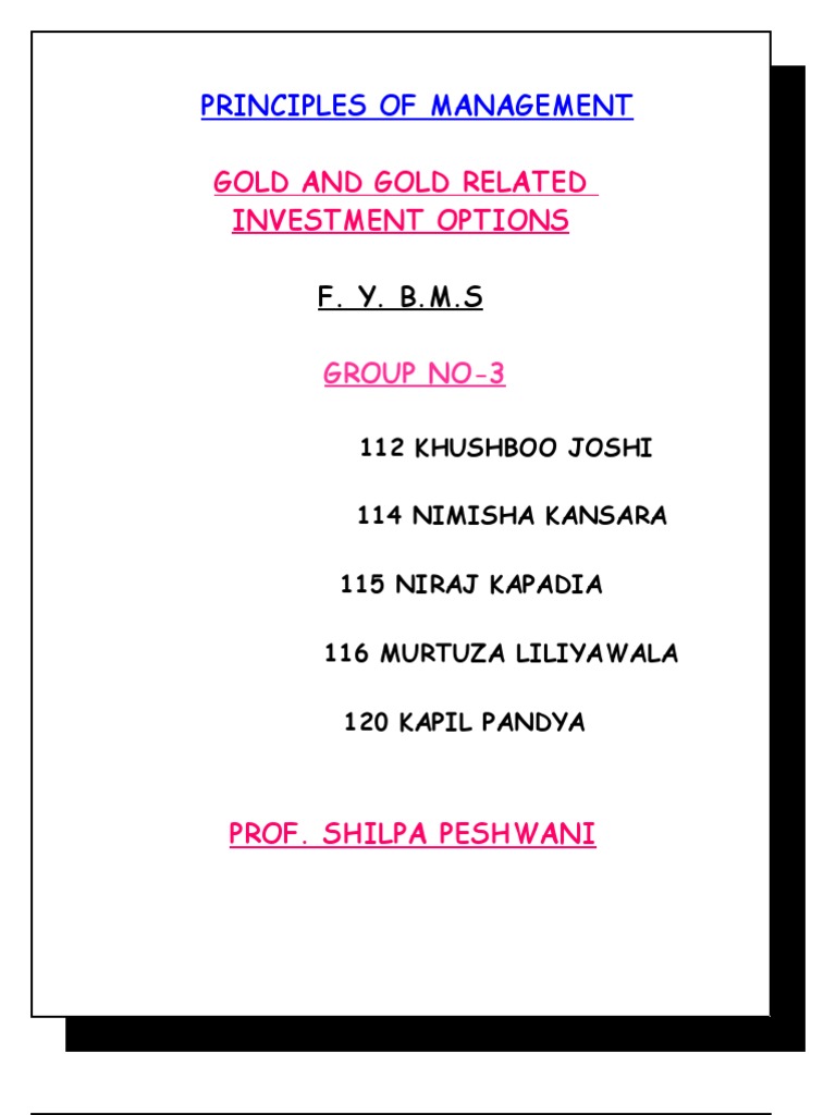 Gold Investment Options Explained | PDF | Gold As An Investment ...