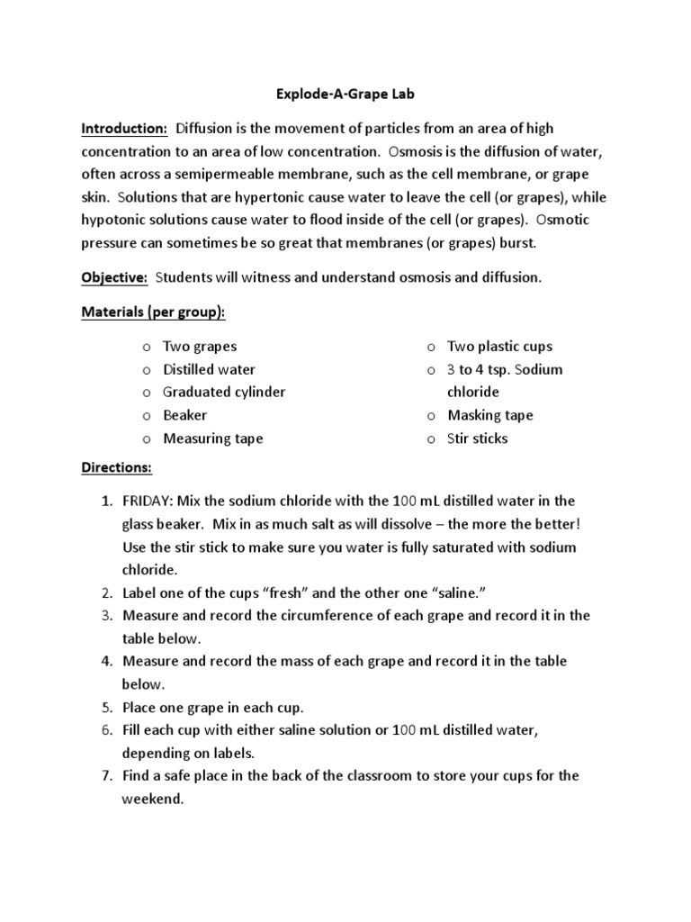 ExplodeAGrape Lab Introduction Diffusion Is The Movement of