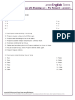 Literature UK: Shakespeare - The Tempest - Answers: Preparation