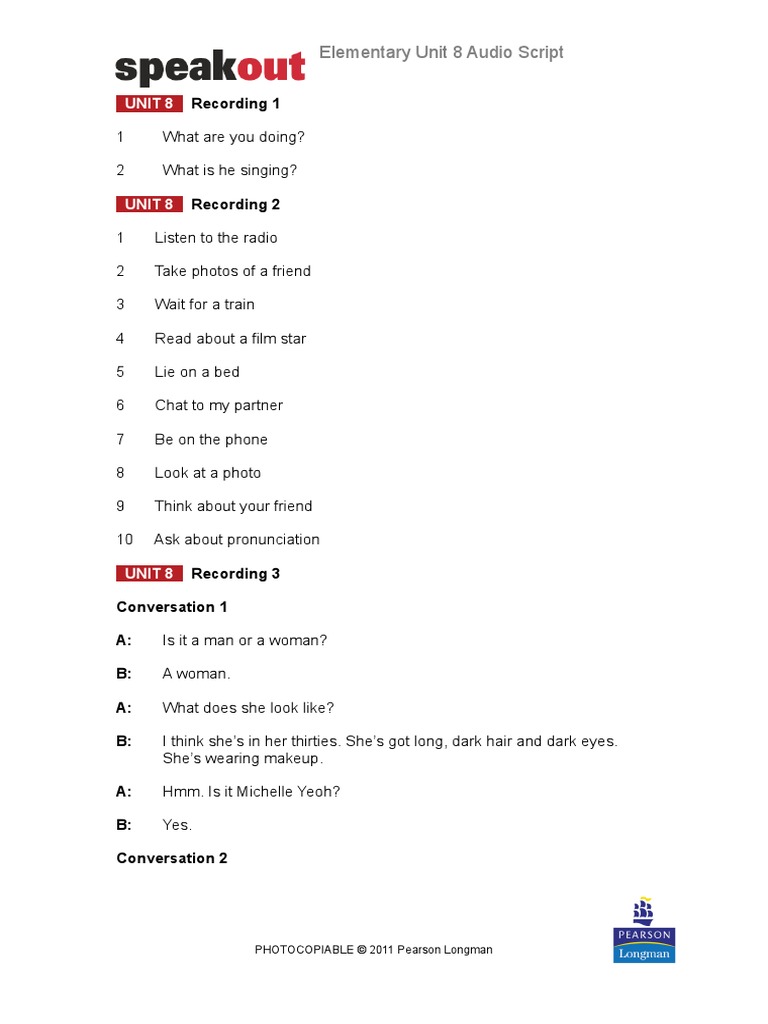 Elementary Unit 8 Audio Script | PDF | Art