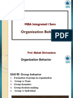 Organization Behavior: MBA Integrated I Sem