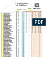 Caloocan High School SD Score Sheet: Score (X) Frequency FX Deviation DD FDD