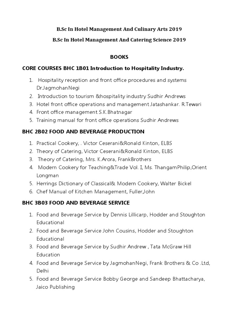 B Sc In Hotel Management And Culinary Arts Food And Drink Cooking Food Wine