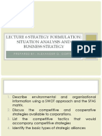 Lecture 6 Strategy Formulation: Situation Analysis and Business Strategy