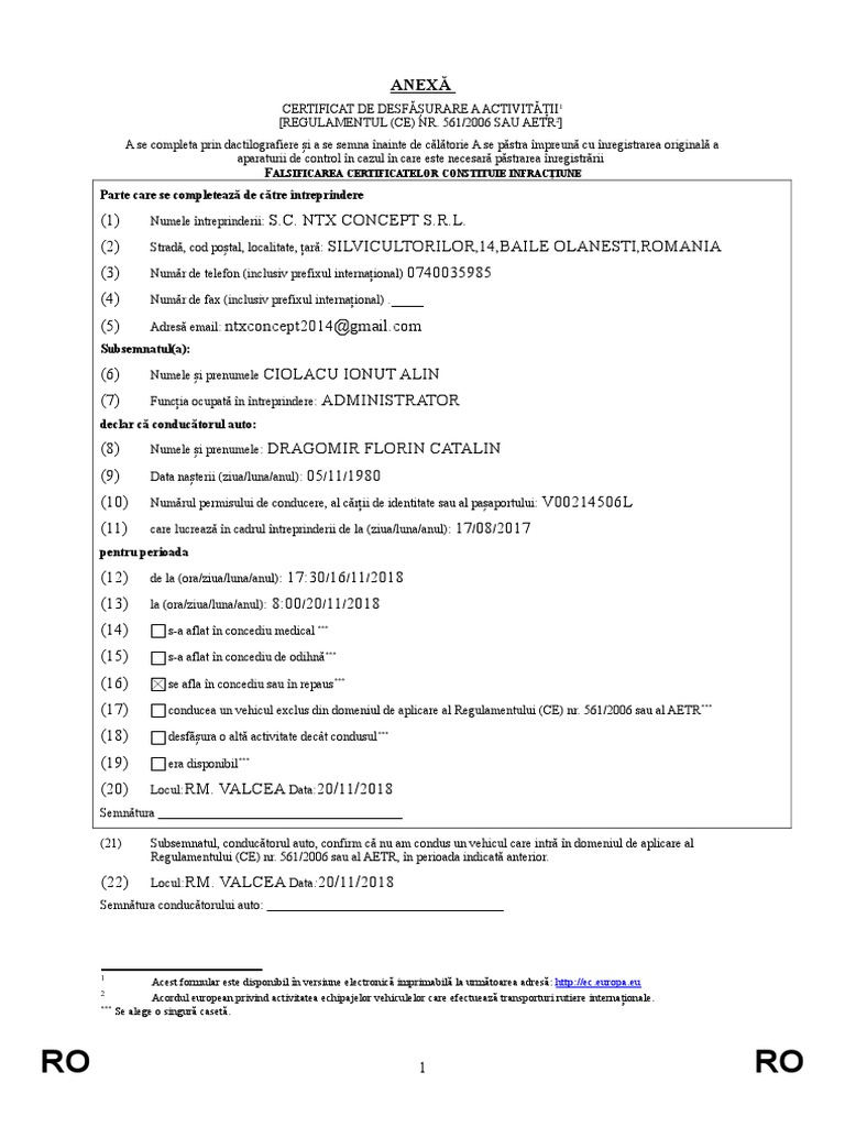 Formular AETR Catalin | PDF