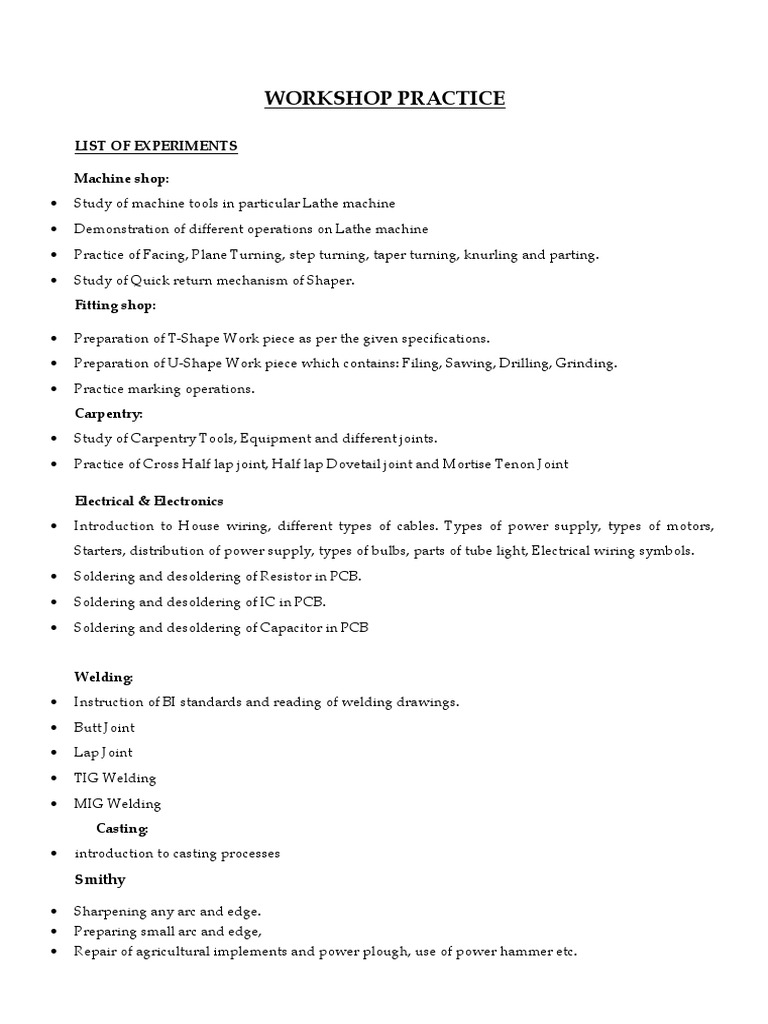 Workshop Practice: Experiments Overview | PDF | Forge | Welding