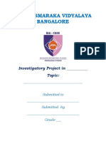 Nehru Smaraka Vidyalaya Bangalore: Investigatory Project in - Topic