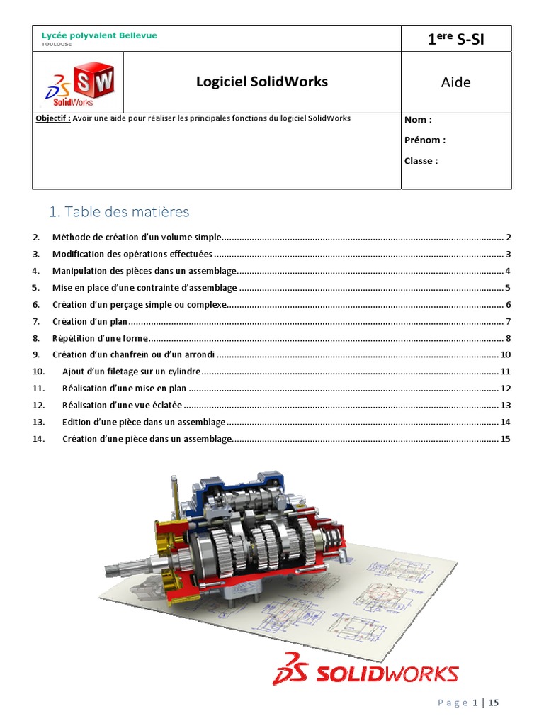 Guide d'utilisation de SolidWorks PDF | PDF | Perçage | Logiciel