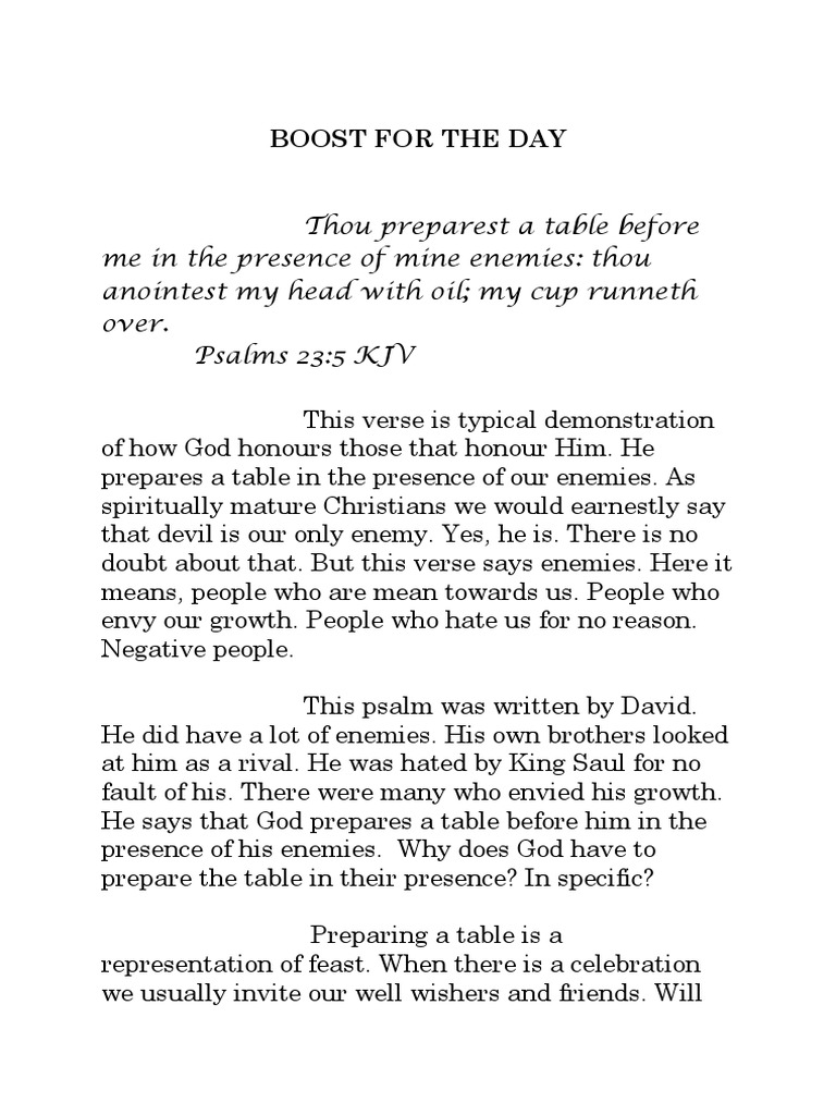 Thou Preparest A Table Before Me In The Presence Of Mine Enemies Anointing